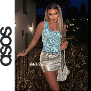 NWT ASOS DESIGN Mini Mini Skirt in Metallic Gold 10